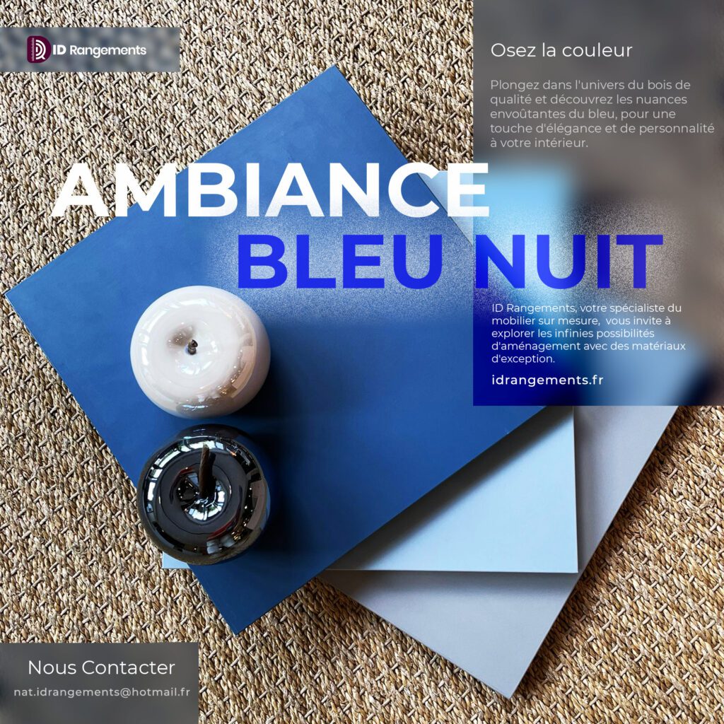 Découvrez l'alliance envoûtante du bois de qualité et des nuances captivantes du bleu chez ID Rangements. Créez une harmonie élégante dans votre intérieur avec notre mobilier sur mesure